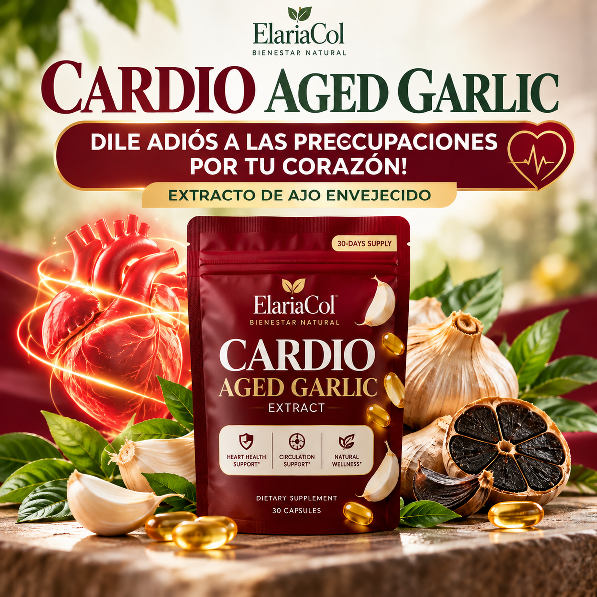 CARDIO AGED GARLIC: Dile adiós a las preocupaciones por tu corazón